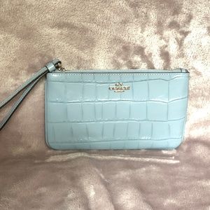 Coach Embossed Crocodile Large Wristlet